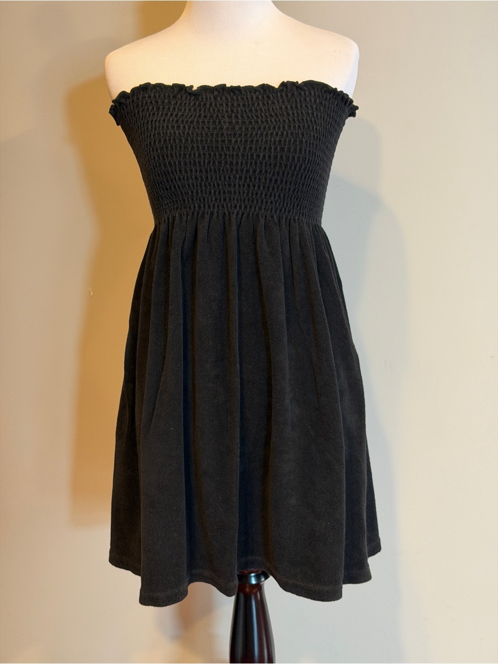 La Blanca Girls Black Terrycloth Strapless Swim Coverup Dress -Size Large